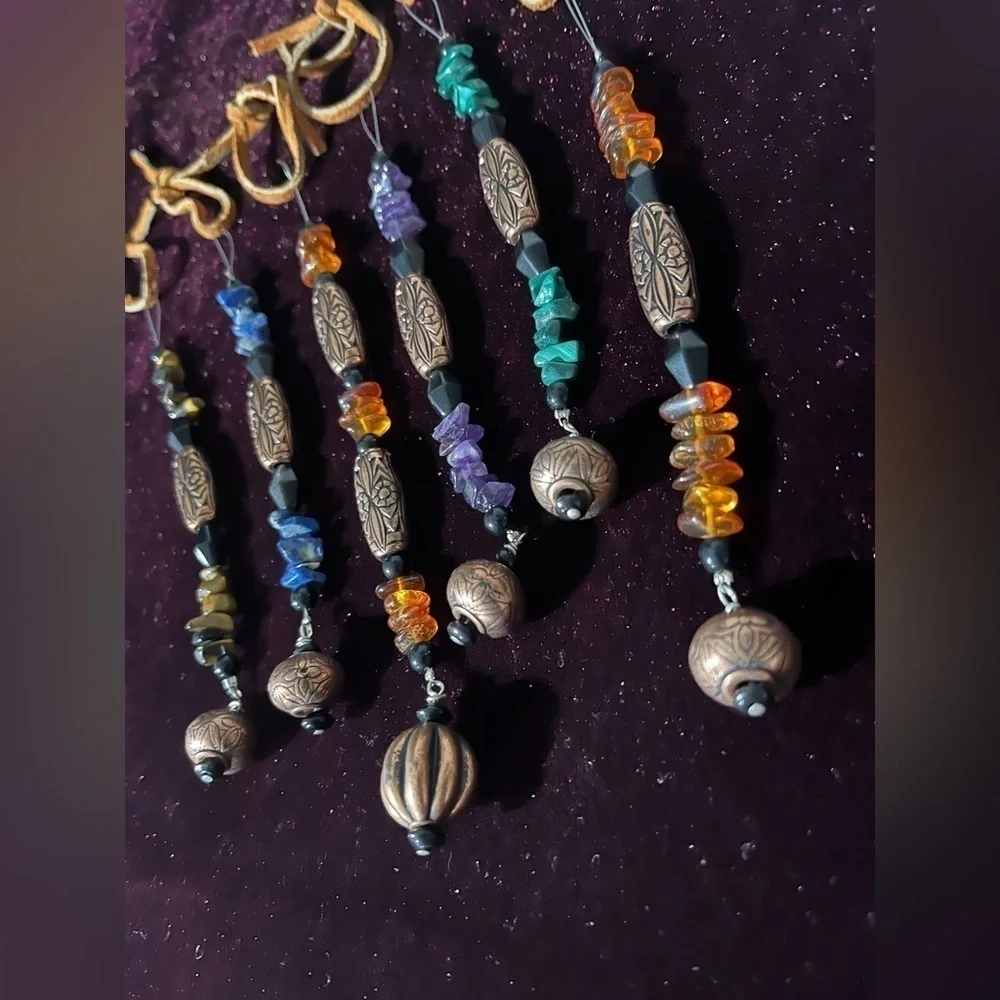 Handcrafted Genuine Stone Ornaments Lapis, Amethyst, Tiger Eye, Amber, Malachite